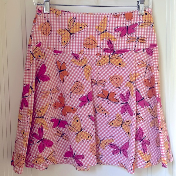 Necessary Objects Dresses & Skirts - Gingham Mini Skirt Pink Size XS Butterflies Dragonflies Necessary Objects
